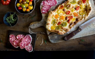 Pizza Romana ai pomodorini e Salame Felino fuori forno